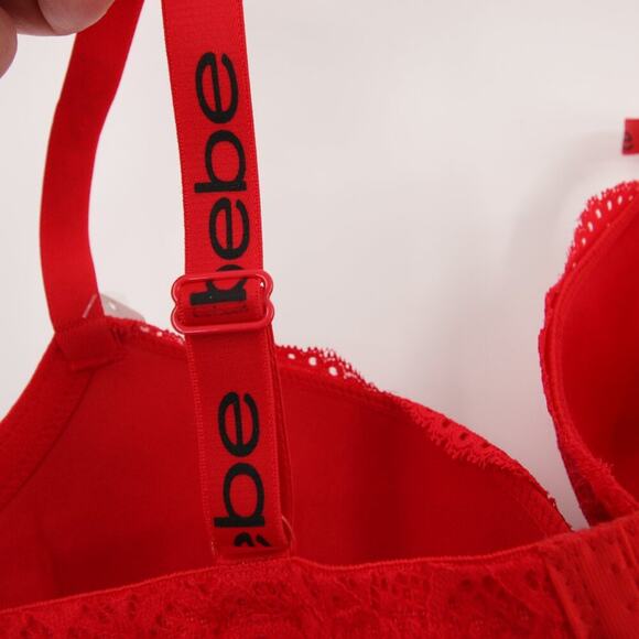 Bebe Bra Black Red Lace Pack of 2 Underwire Gentle Lift Pushup Bra Size 34DD New - Picture 5 of 12